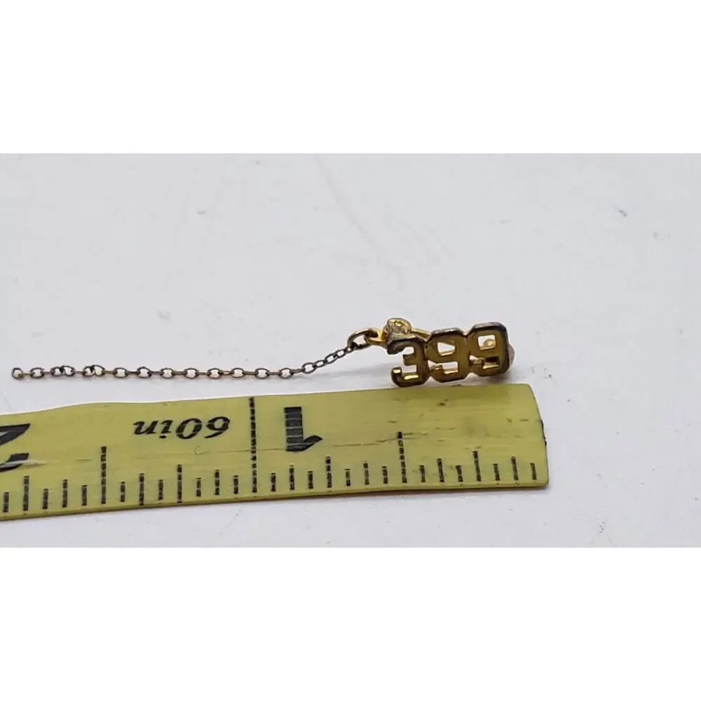 Vintage 10k Gold electroplated 399 Lapel Pin Tie Tack Number Award Retro